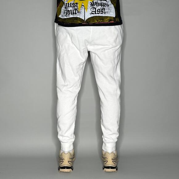 Nike Sweatpants White Cotton Joggers Black Swoosh - Picture 3 of 4